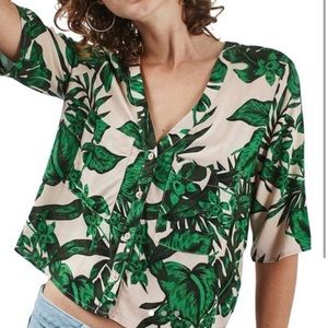 Topshop Tropical Button-up Crop
